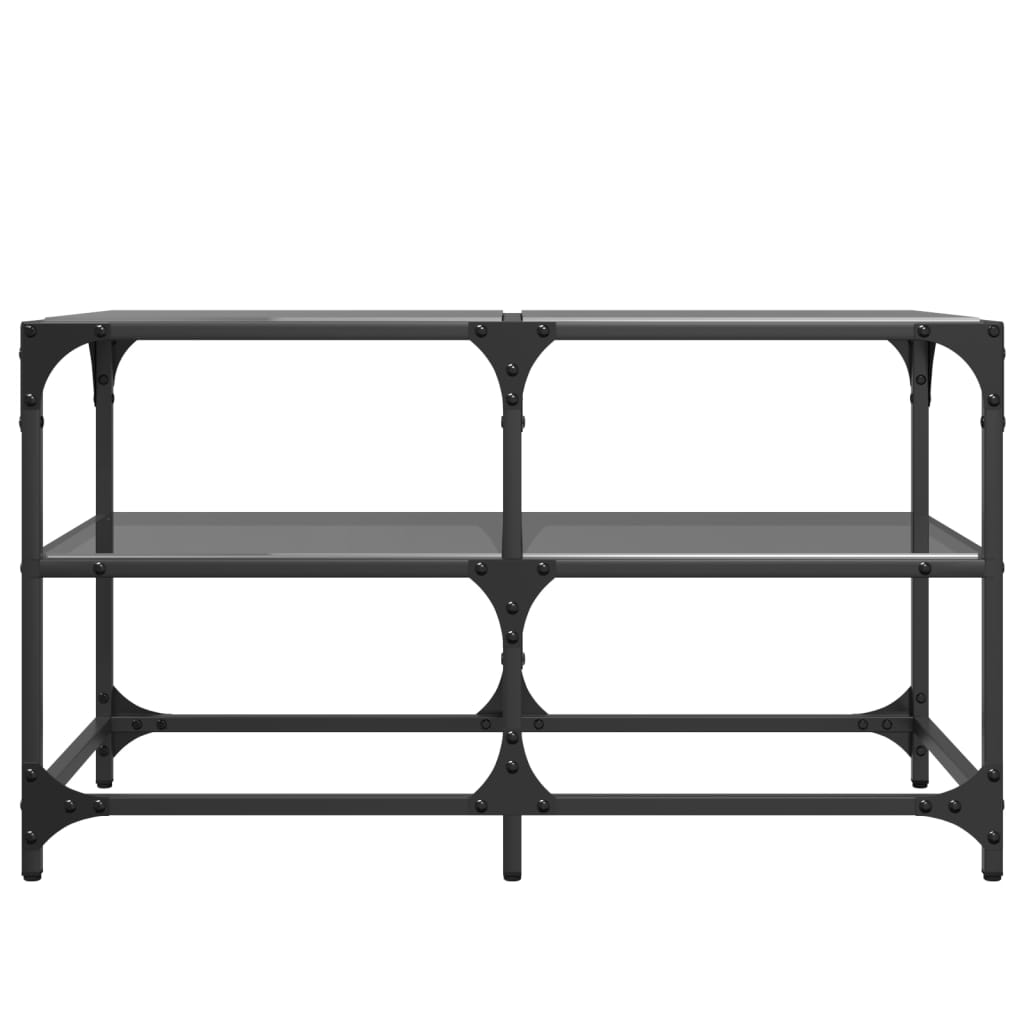 vidaXL Couchtisch mit Glasplatte Schwarz 78,5x40x45 cm Stahl