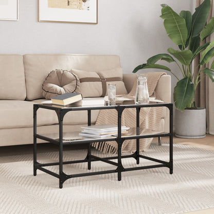vidaXL Couchtisch mit Glasplatte Schwarz 78,5x40x45 cm Stahl