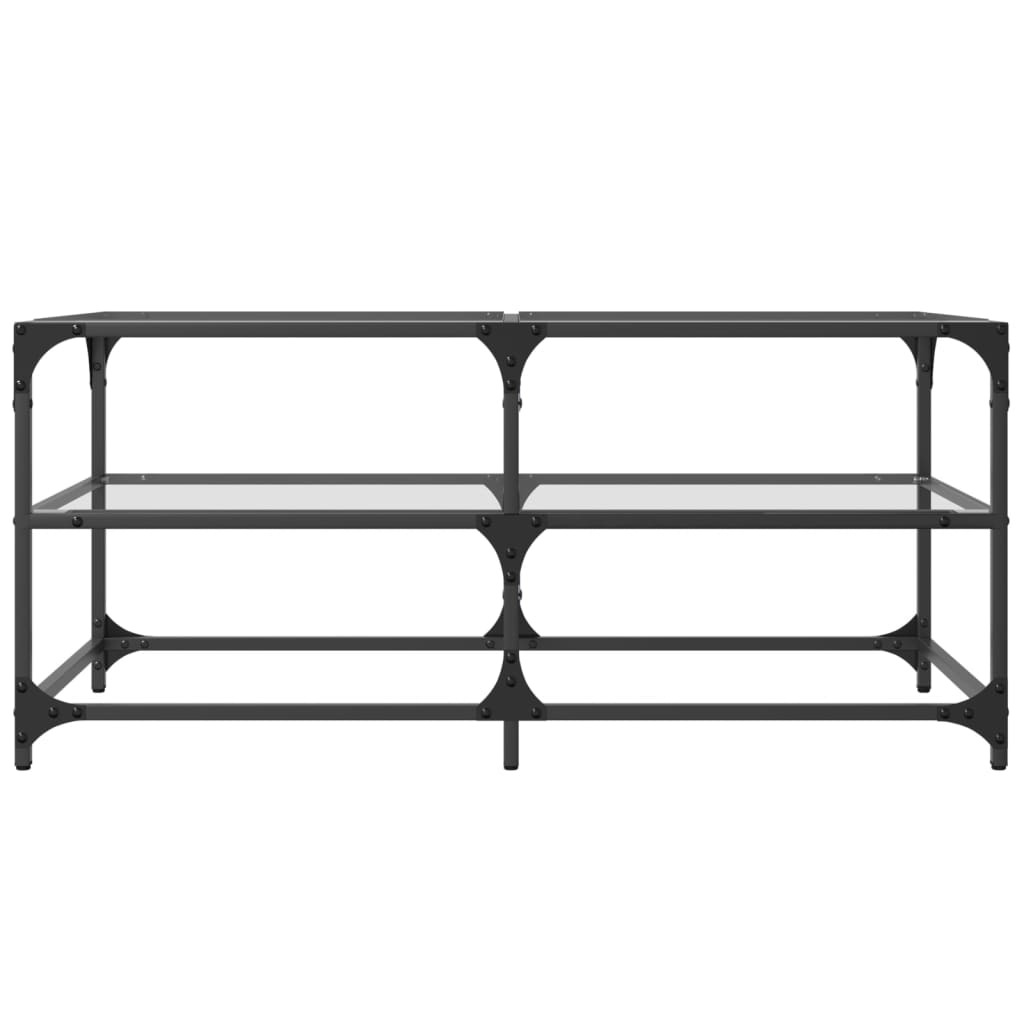 vidaXL Couchtisch mit Glasplatte Transparent 98,5x50x45 cm Stahl