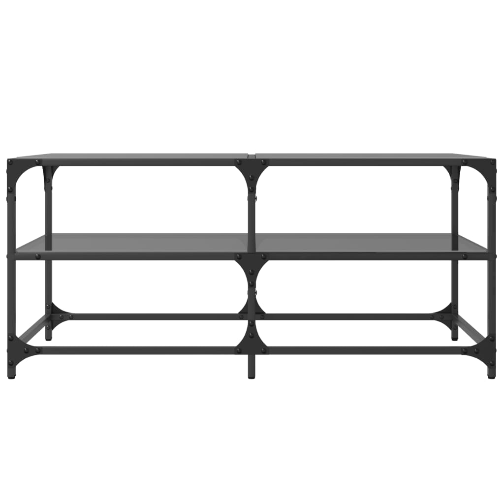 vidaXL Couchtisch mit Glasplatte Schwarz 98,5x50x45 cm Stahl
