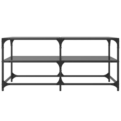 vidaXL Couchtisch mit Glasplatte Schwarz 98,5x50x45 cm Stahl