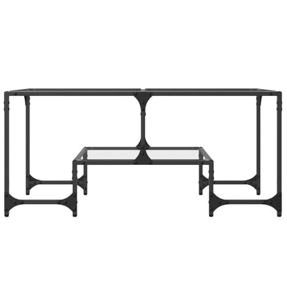 vidaXL Couchtisch mit Glasplatte Transparent 98,5x50x45 cm Stahl