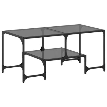vidaXL Table basse avec plateau en verre Noir 98,5x50x45 cm Acier