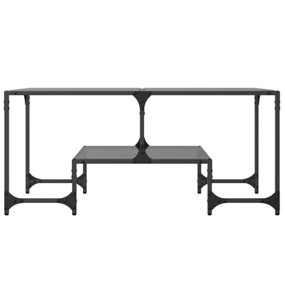 vidaXL Table basse avec plateau en verre Noir 98,5x50x45 cm Acier