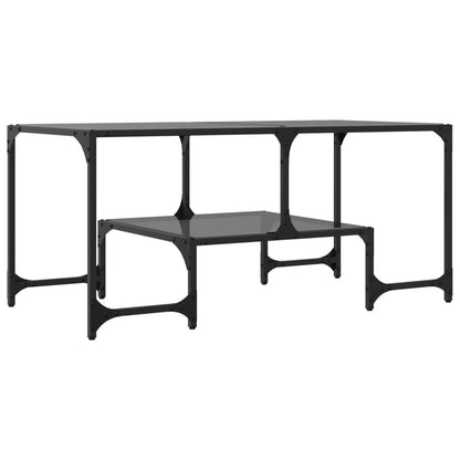 vidaXL Table basse avec plateau en verre Noir 98,5x50x45 cm Acier