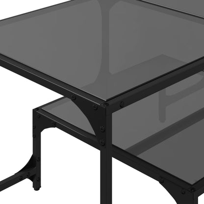 vidaXL Table basse avec plateau en verre Noir 98,5x50x45 cm Acier