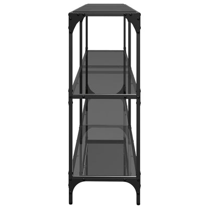 Konsolentisch mit Glasplatte Schwarz 194,5x30x81 cm Stahl