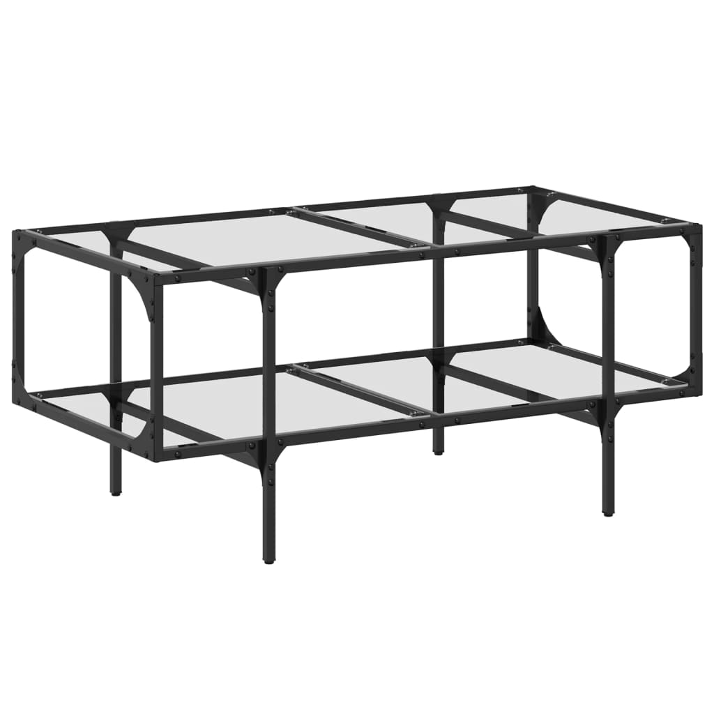 vidaXL Couchtisch mit Glasplatte Transparent 98,5x50x45 cm Stahl