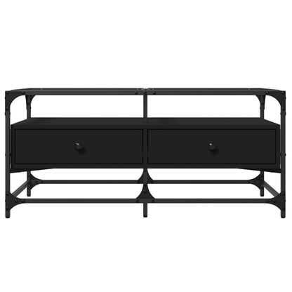 vidaXL Couchtisch mit Glasplatte Schwarz 98,5x50x45 cm Stahl