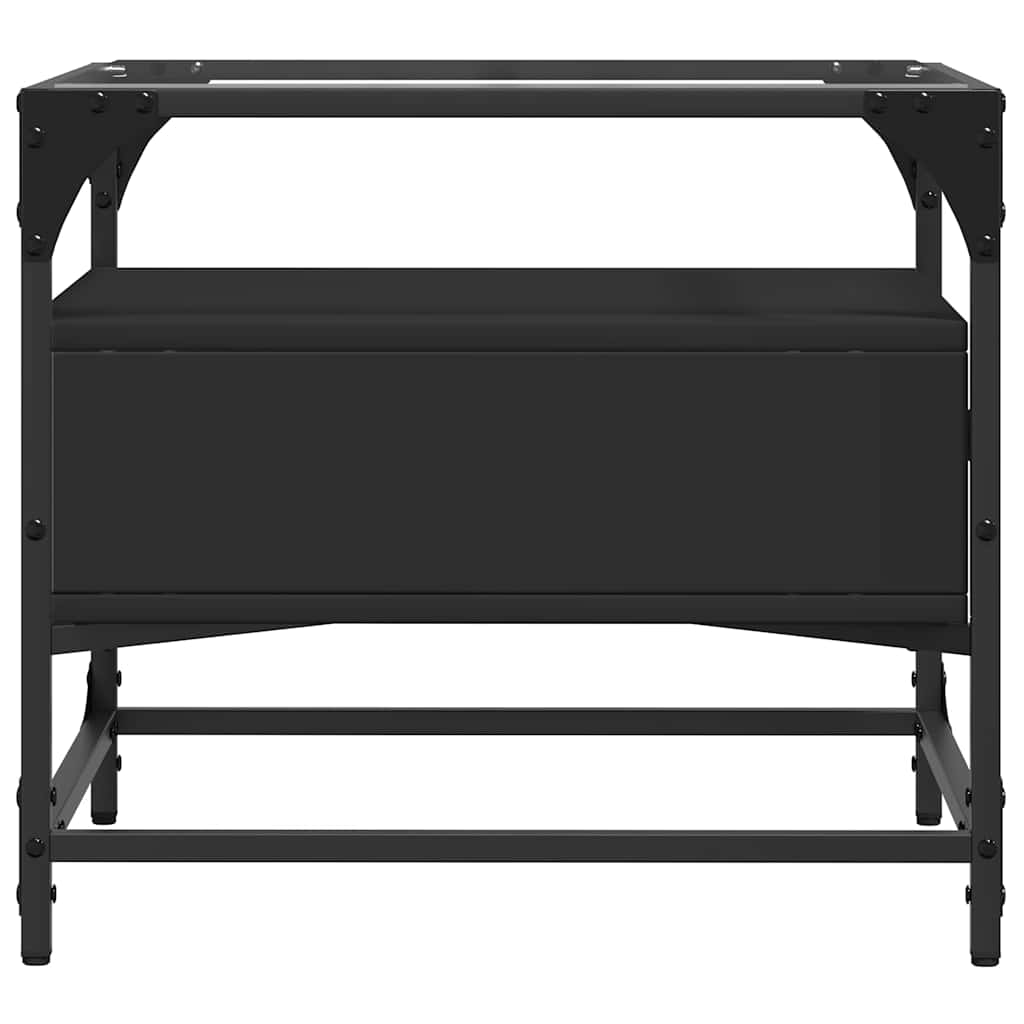 vidaXL Couchtisch mit Glasplatte Schwarz 50x50x45 cm Stahl