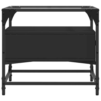 vidaXL Couchtisch mit Glasplatte Schwarz 50x50x45 cm Stahl