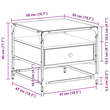 vidaXL Couchtisch mit Glasplatte Schwarz 50x50x45 cm Stahl