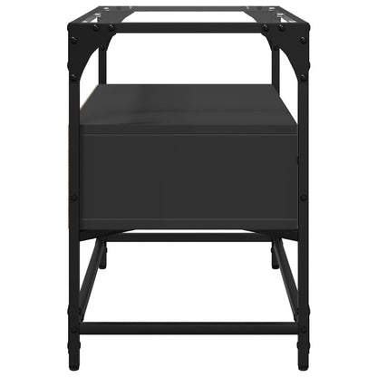 vidaXL Meuble TV avec plateau en verre Noir 60x35x51 cm Bois d'ingénierie