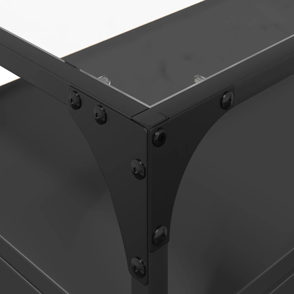 vidaXL Meuble TV avec plateau en verre Noir 60x35x51 cm Bois d'ingénierie