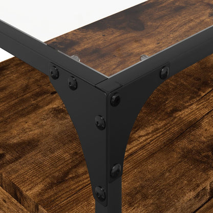vidaXL Meuble TV avec plateau en verre chêne fumé 60x35x51 cm bois d'ingénierie