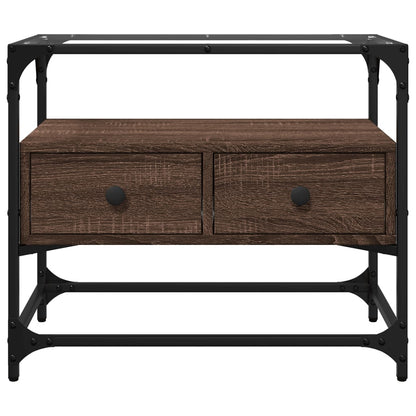 vidaXL TV-Schrank mit Glasplatte Braun Eiche 60x35x51 cm Holzwerkstoff