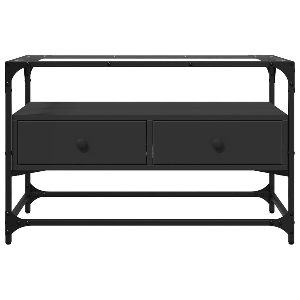 vidaXL TV-Schrank mit Glasplatte Schwarz 80x35x51 cm Holzwerkstoff