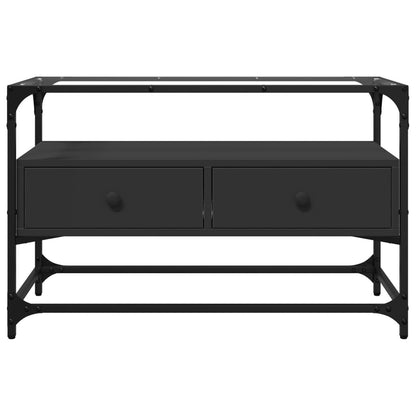 vidaXL TV-Schrank mit Glasplatte Schwarz 80x35x51 cm Holzwerkstoff