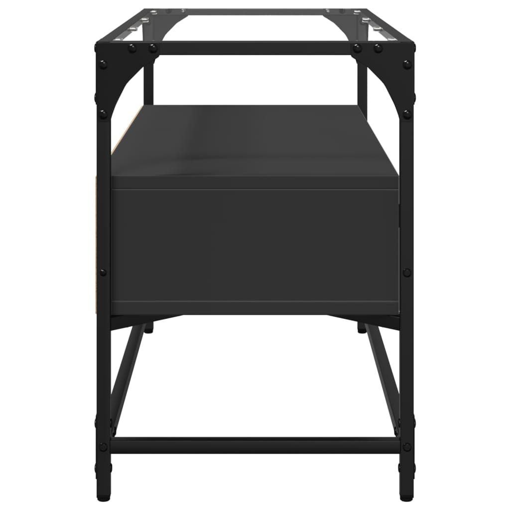 vidaXL TV-Schrank mit Glasplatte Schwarz 80x35x51 cm Holzwerkstoff