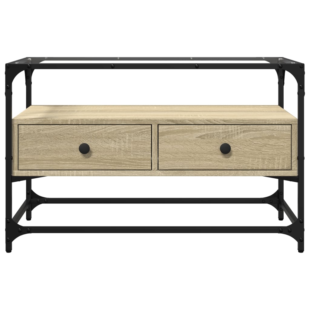 vidaXL TV-Schrank mit Glasplatte Sonoma-Eiche 80x35x51cm Holzwerkstoff