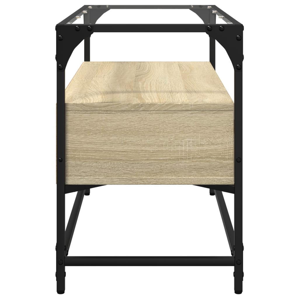 vidaXL TV-Schrank mit Glasplatte Sonoma-Eiche 80x35x51cm Holzwerkstoff