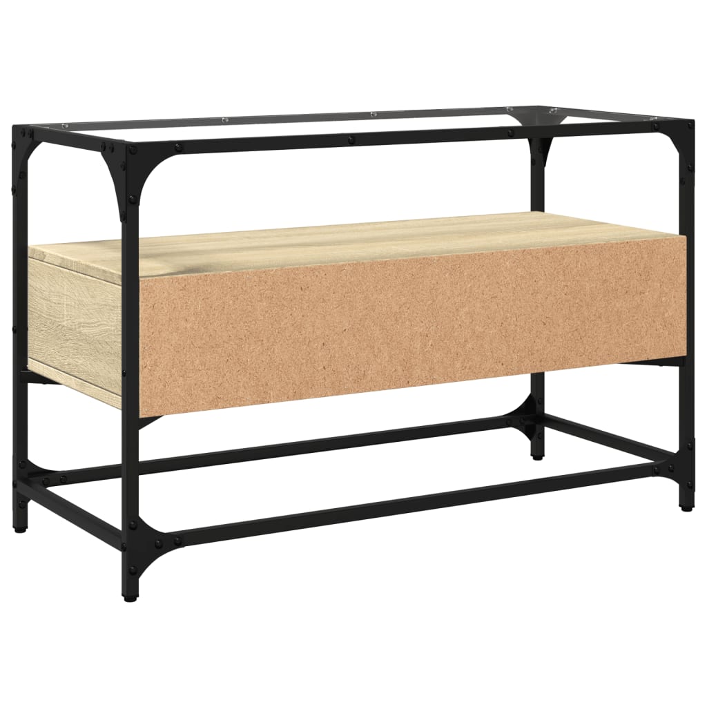 vidaXL TV-Schrank mit Glasplatte Sonoma-Eiche 80x35x51cm Holzwerkstoff