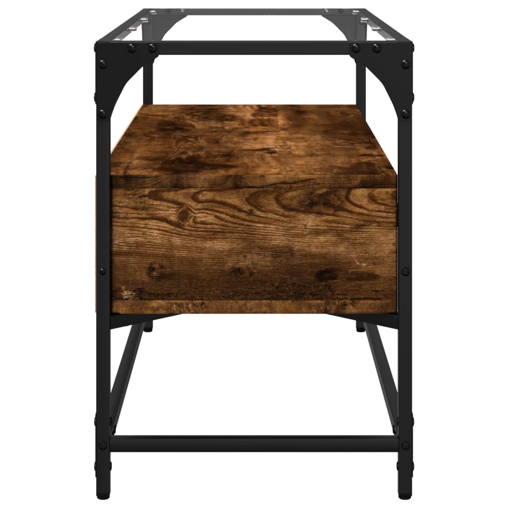 Meuble TV vidaXL avec plateau en verre chêne fumé 80x35x51cm bois d'ingénierie
