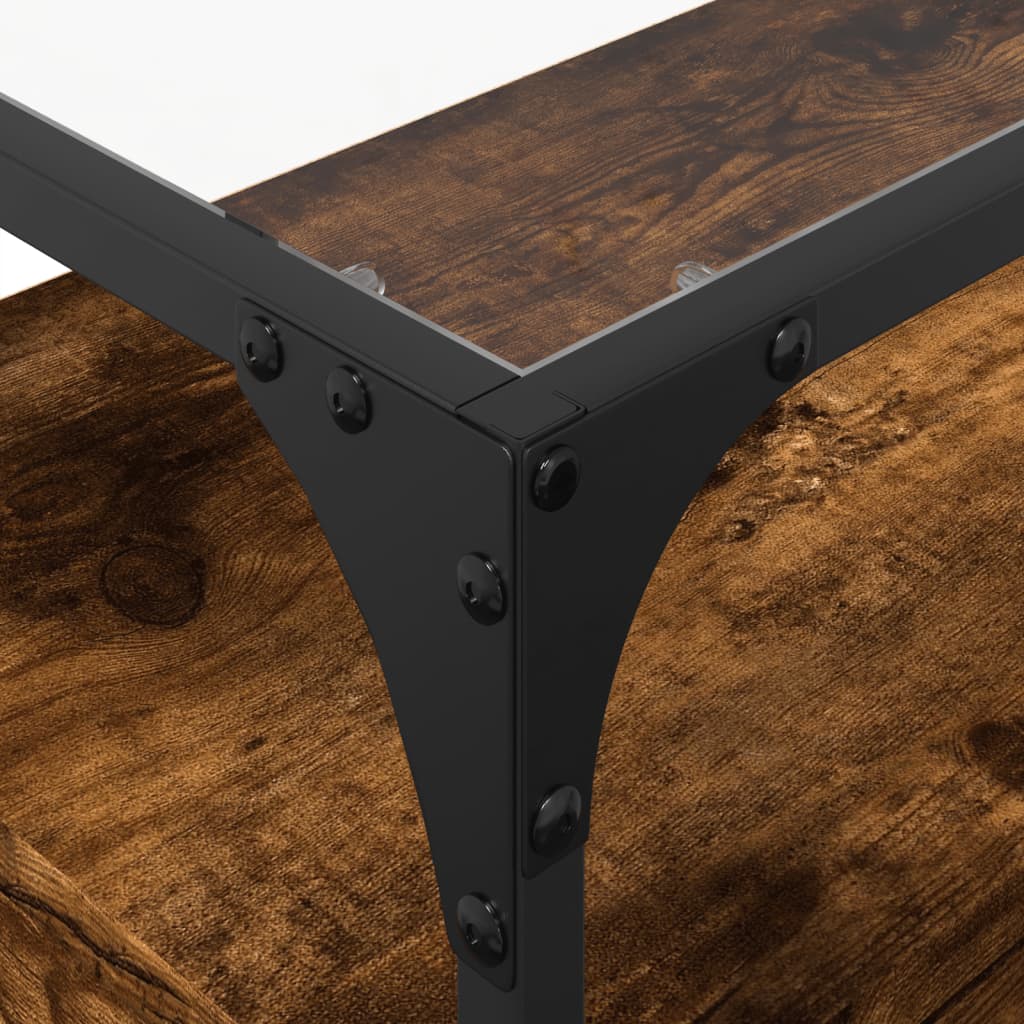 Meuble TV vidaXL avec plateau en verre chêne fumé 80x35x51cm bois d'ingénierie