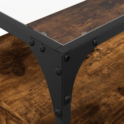 Meuble TV vidaXL avec plateau en verre chêne fumé 80x35x51cm bois d'ingénierie
