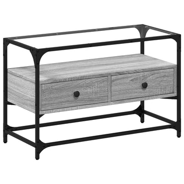 vidaXL TV-Schrank mit Glasplatte Grau Sonoma 80x35x51 cm Holzwerkstoff