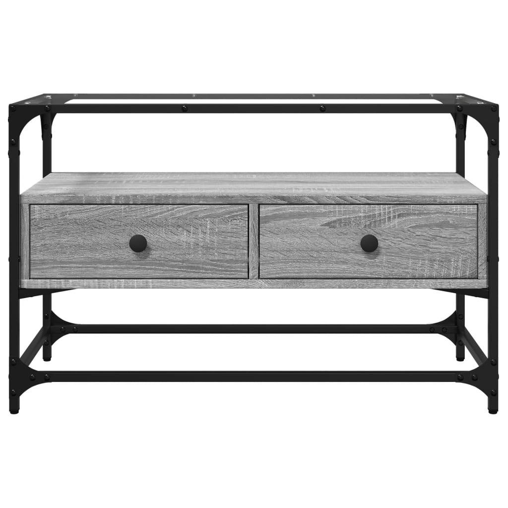 vidaXL TV-Schrank mit Glasplatte Grau Sonoma 80x35x51 cm Holzwerkstoff