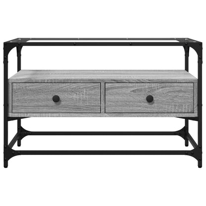vidaXL TV-Schrank mit Glasplatte Grau Sonoma 80x35x51 cm Holzwerkstoff