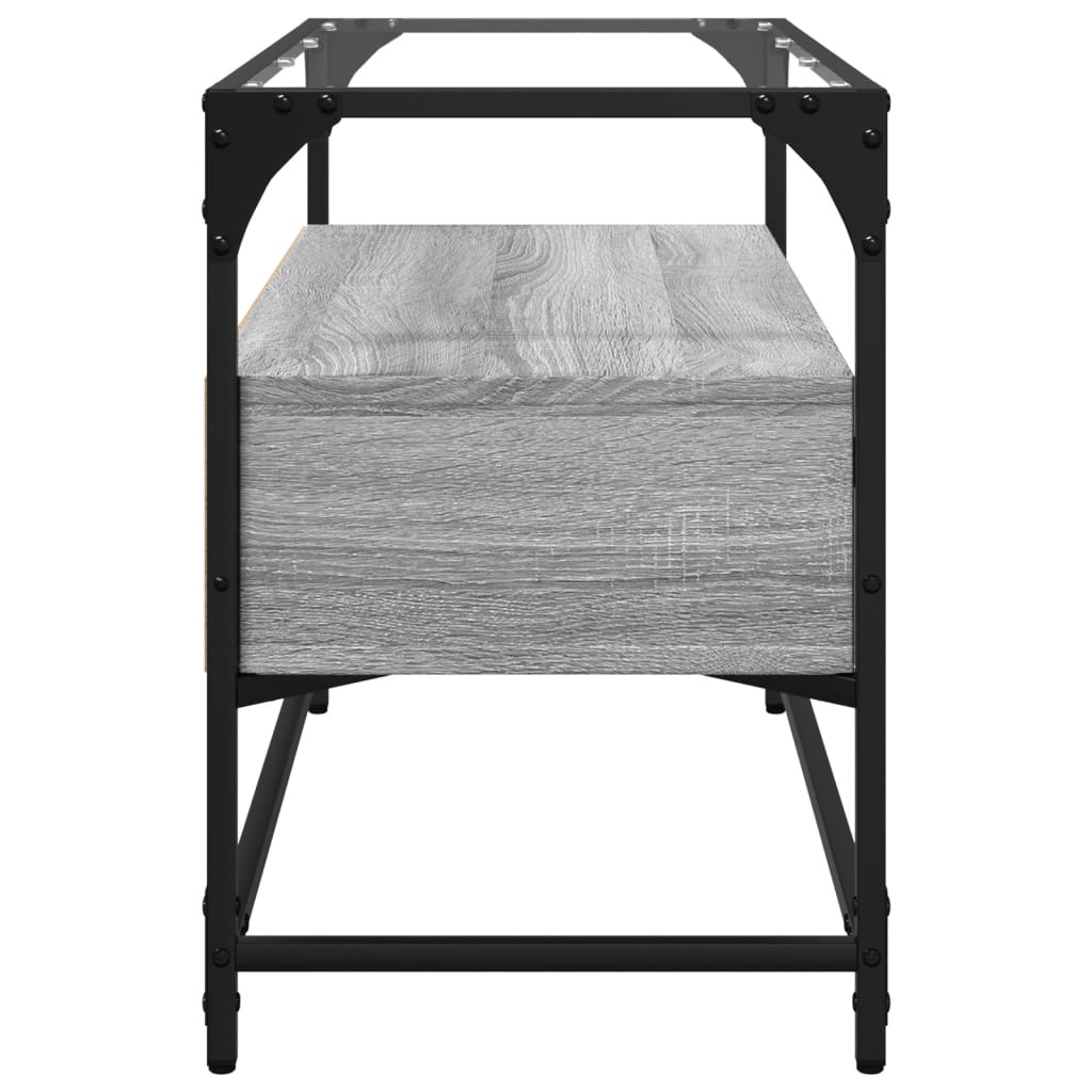 vidaXL TV-Schrank mit Glasplatte Grau Sonoma 80x35x51 cm Holzwerkstoff