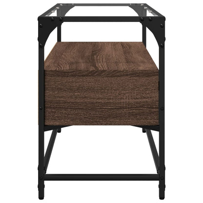 Meuble TV vidaXL avec plateau en verre marron Chêne 80x35x51 cm Bois d'ingénierie
