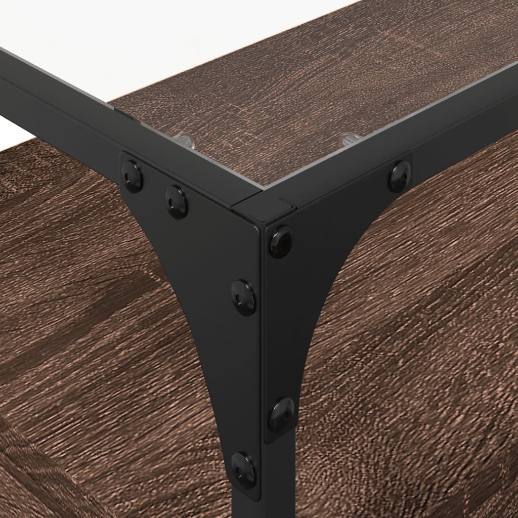Meuble TV vidaXL avec plateau en verre marron Chêne 80x35x51 cm Bois d'ingénierie