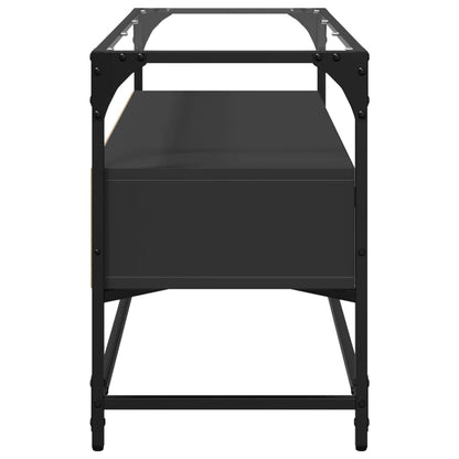 vidaXL Meuble TV avec plateau en verre Noir 98x35x51 cm Bois d'ingénierie