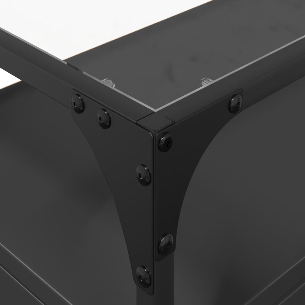 vidaXL Meuble TV avec plateau en verre Noir 98x35x51 cm Bois d'ingénierie