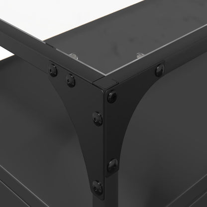 vidaXL Meuble TV avec plateau en verre Noir 98x35x51 cm Bois d'ingénierie