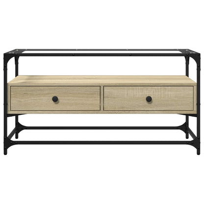 vidaXL TV-Schrank mit Glasplatte Sonoma-Eiche 98x35x51cm Holzwerkstoff