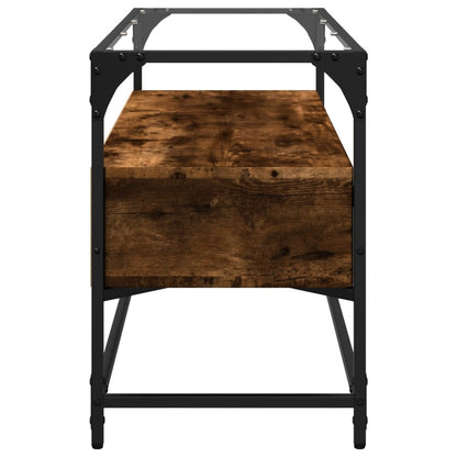 Meuble TV vidaXL avec plateau en verre chêne fumé 98x35x51cm bois d'ingénierie