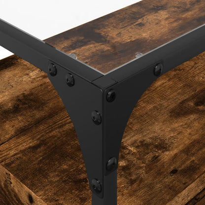Meuble TV vidaXL avec plateau en verre chêne fumé 98x35x51cm bois d'ingénierie