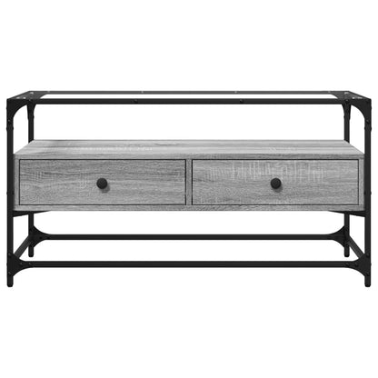 vidaXL TV-Schrank mit Glasplatte Grau Sonoma 98x35x51 cm Holzwerkstoff
