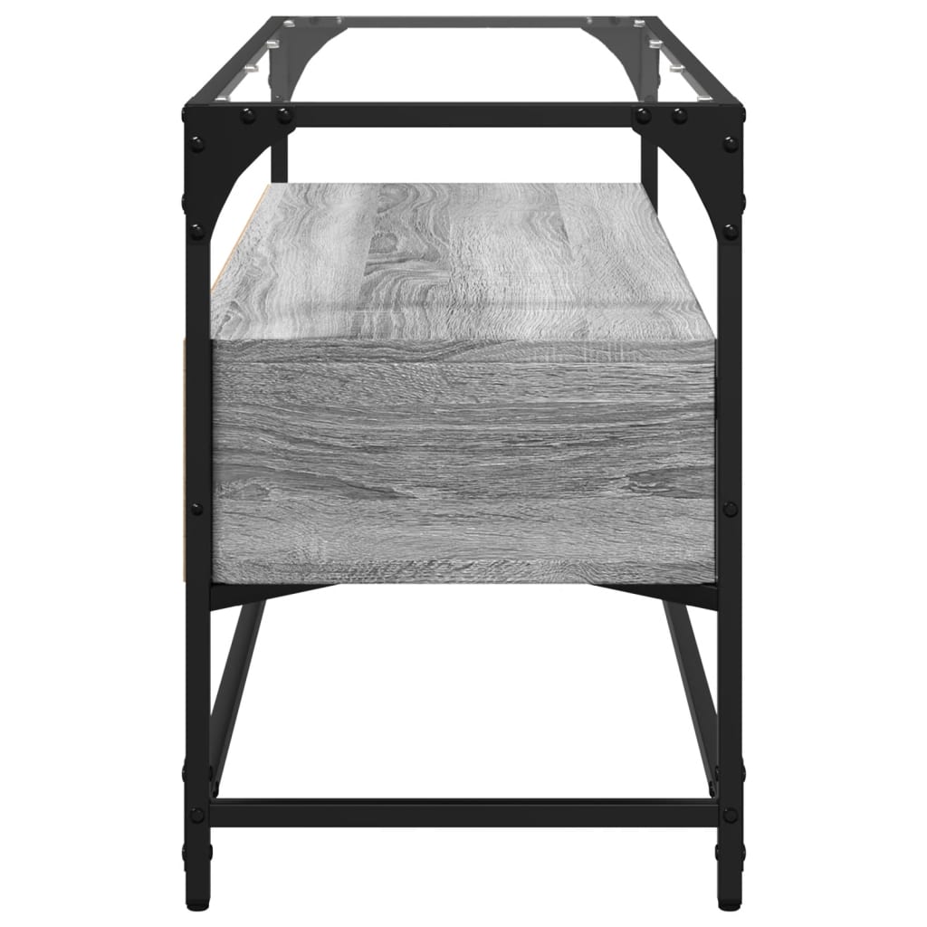 vidaXL TV-Schrank mit Glasplatte Grau Sonoma 98x35x51 cm Holzwerkstoff
