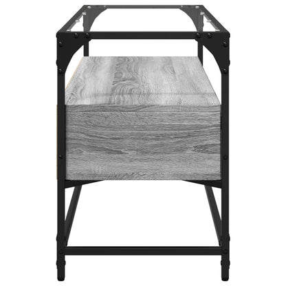 vidaXL TV-Schrank mit Glasplatte Grau Sonoma 98x35x51 cm Holzwerkstoff