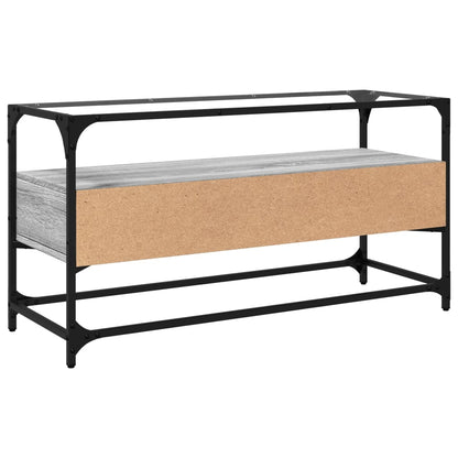 vidaXL TV-Schrank mit Glasplatte Grau Sonoma 98x35x51 cm Holzwerkstoff