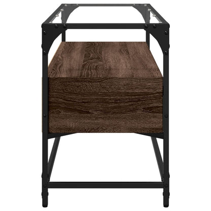 Meuble TV vidaXL avec plateau en verre marron Chêne 98x35x51 cm Bois d'ingénierie