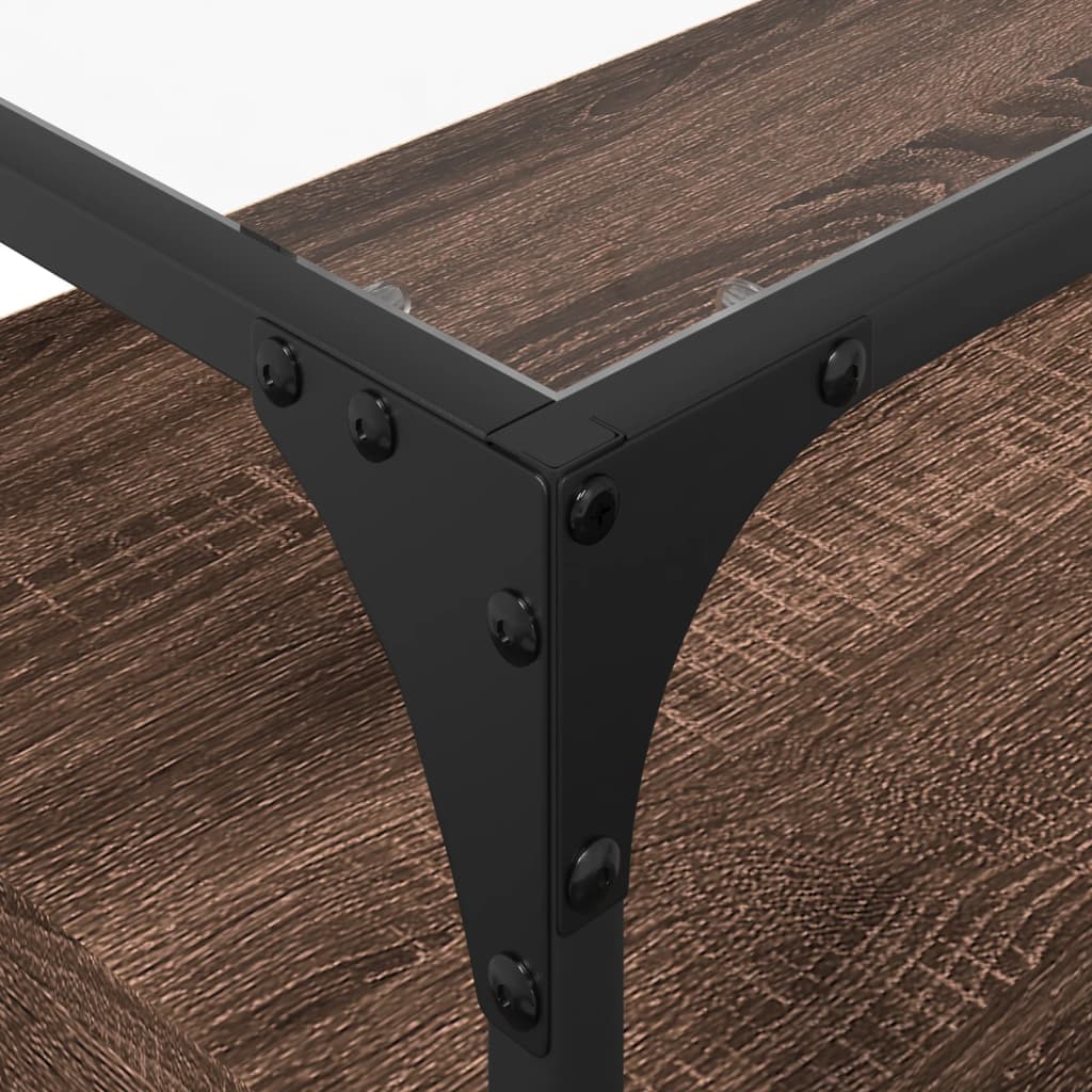 Meuble TV vidaXL avec plateau en verre marron Chêne 98x35x51 cm Bois d'ingénierie