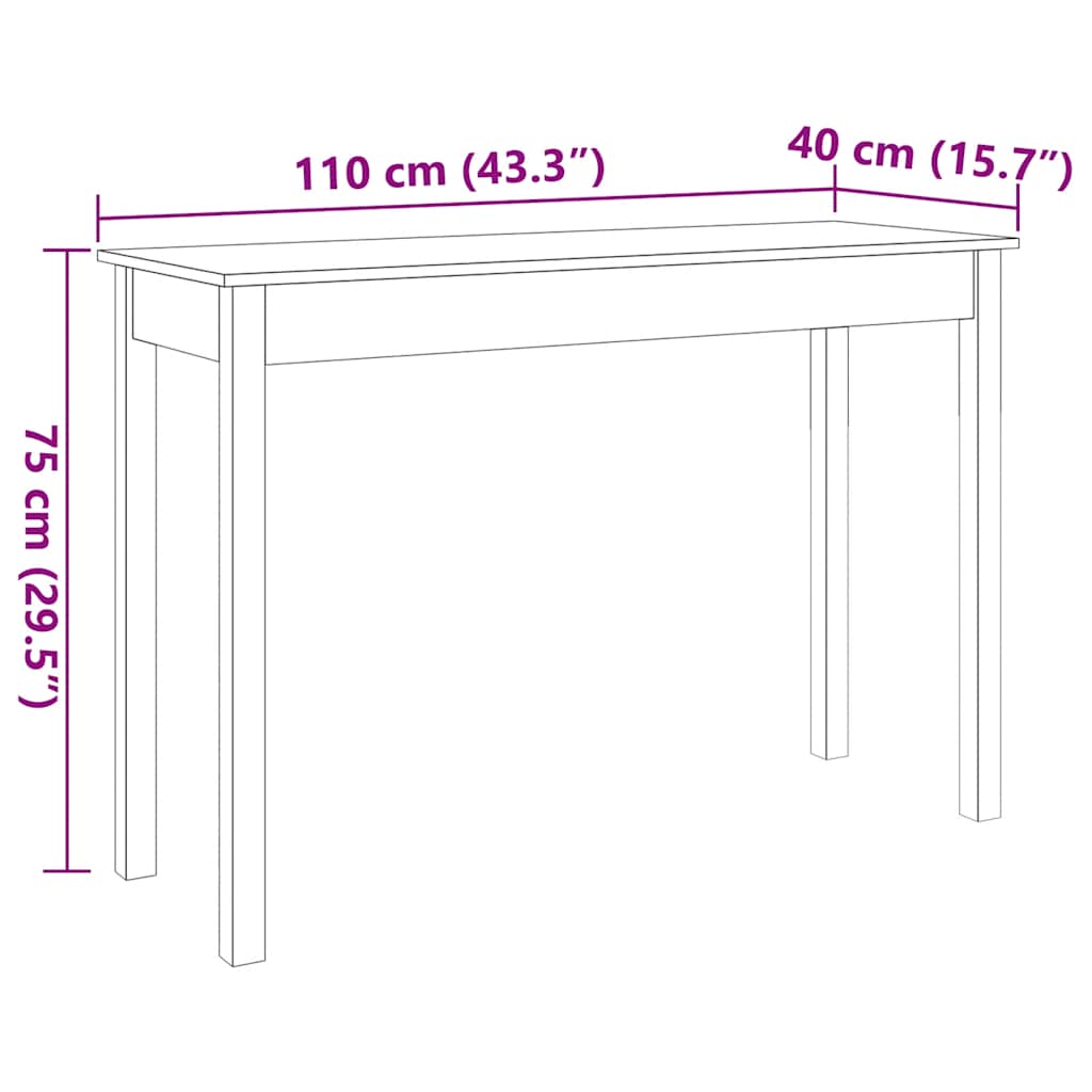 vidaXL Konsolentisch Wachsbraun 110x40x75 cm Massivholz Kiefer