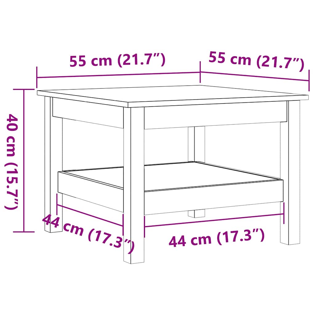 vidaXL Couchtisch Wachsbraun 55x55x40 cm Massivholz Kiefer
