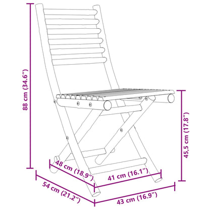 vidaXL Chaises de jardin pliables 2 pcs 43x54x88 cm Bambou